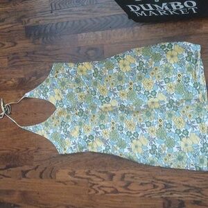 Old Navy Floral Print Dress - Green, Yellow, Blue